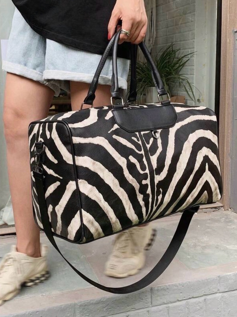 Zebra duffle vacation bag gym bag sleepover bag
